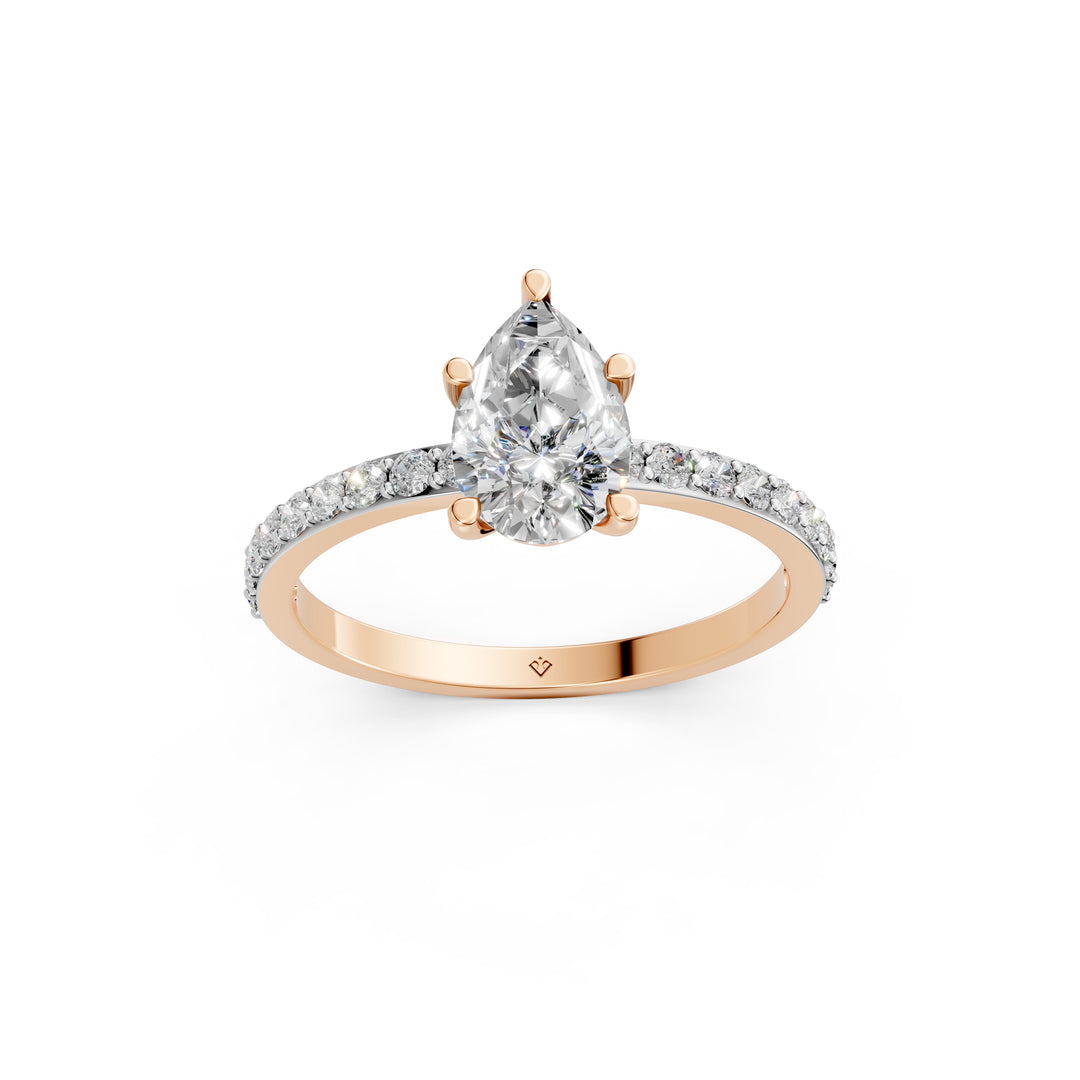 Elira Pear Solitaire Diamond Womens Ring