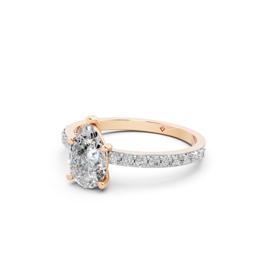 Elira Pear Solitaire Diamond Womens Ring