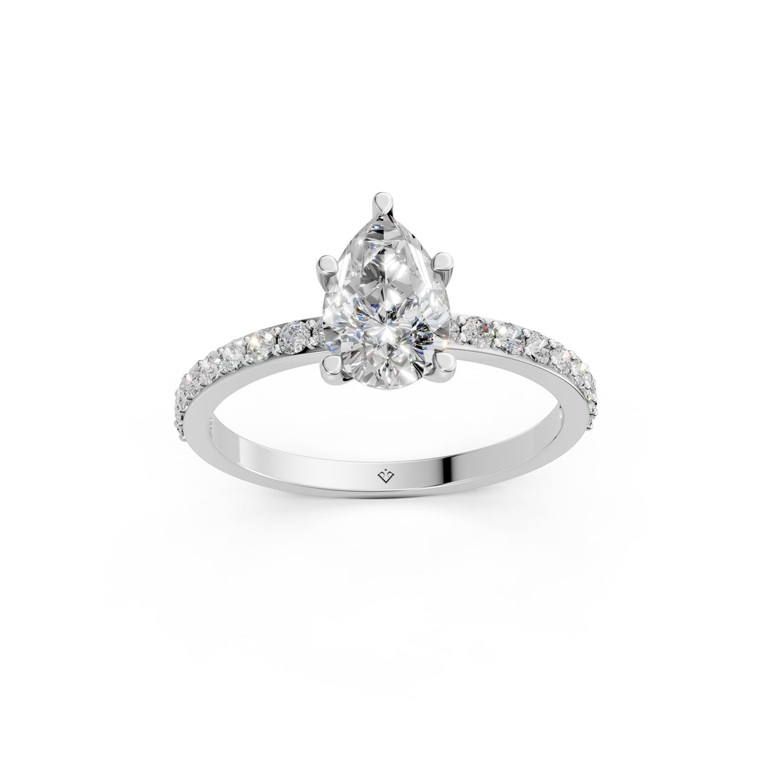 Elira Pear Solitaire Diamond Womens Ring