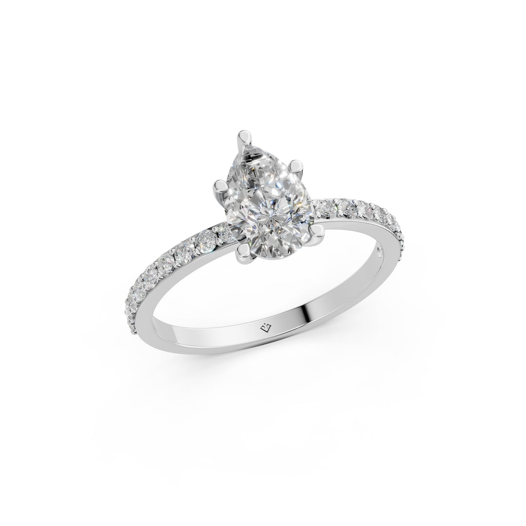 Elira Pear Solitaire Diamond Womens Ring