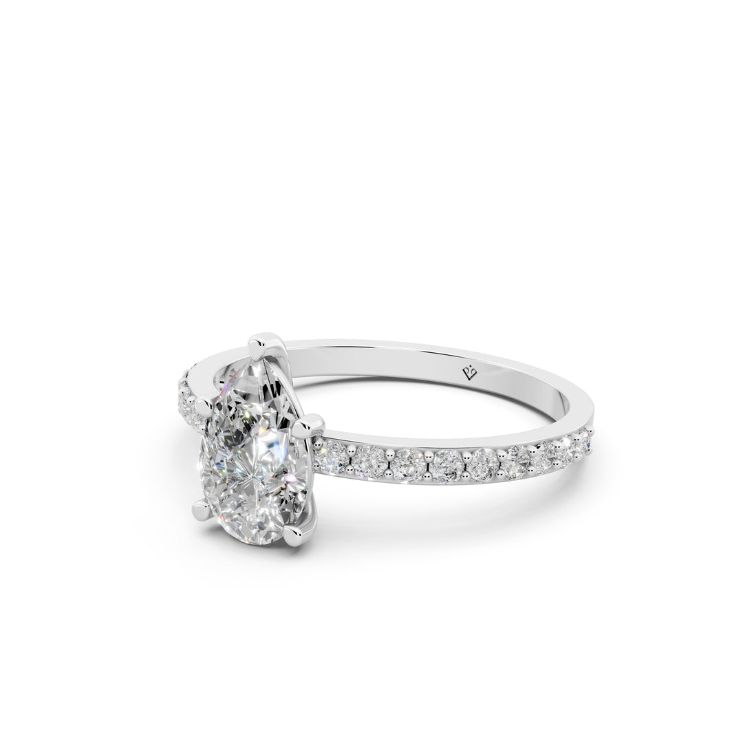 Elira Pear Solitaire Diamond Womens Ring