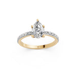 Load image into Gallery viewer, Elira Pear Solitaire Diamond Womens Ring
