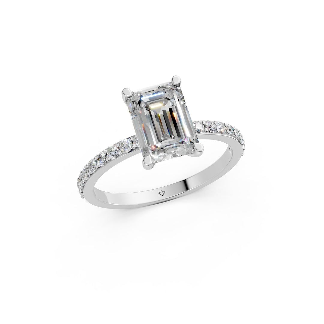 Elara emerald Solitaire Diamond Womens Ring