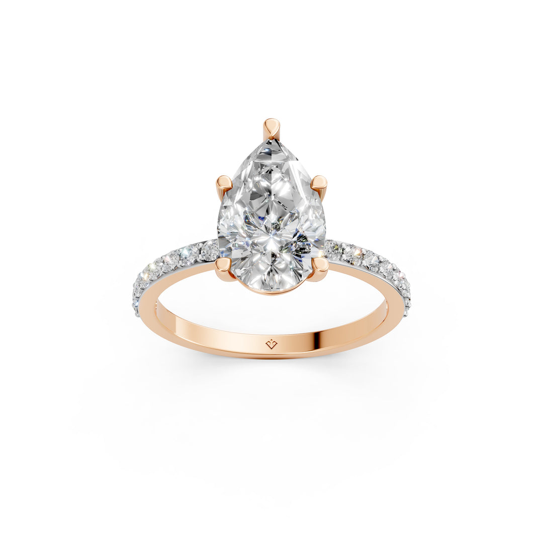 Dulara Pear Solitaire Diamond Womens Ring