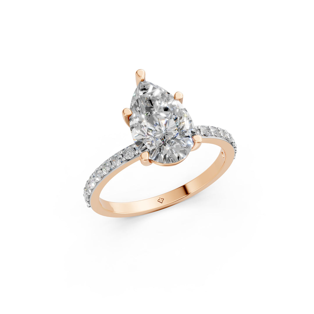 Dulara Pear Solitaire Diamond Womens Ring