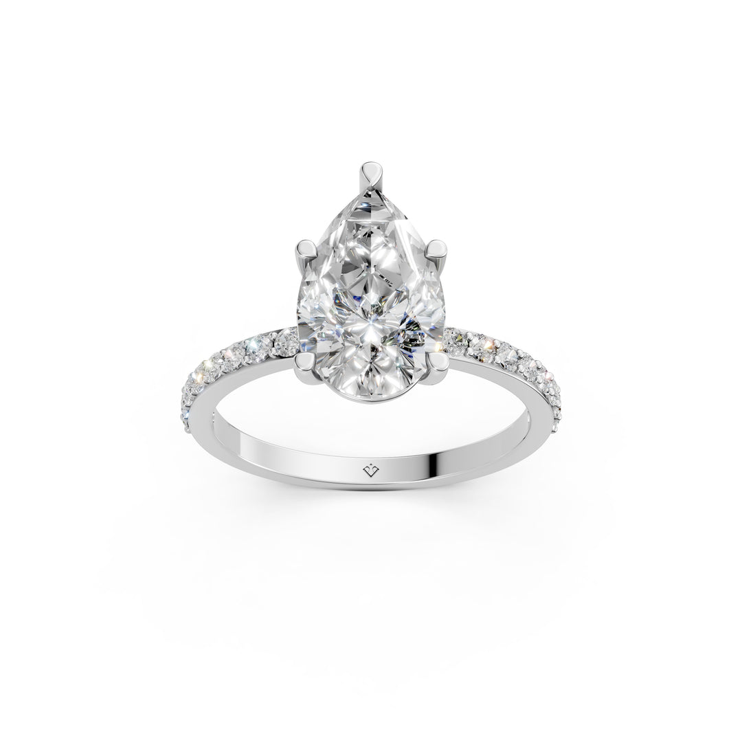 Dulara Pear Solitaire Diamond Womens Ring