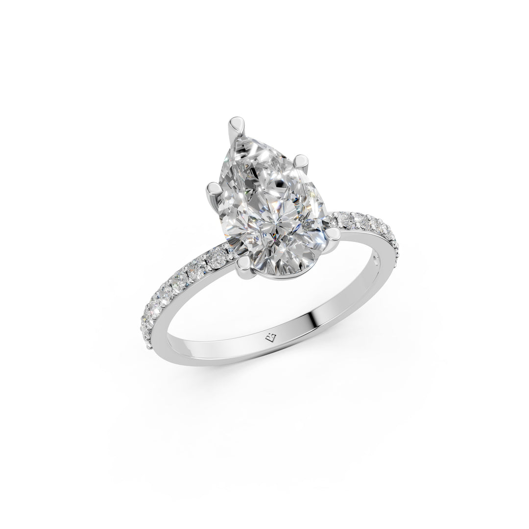 Dulara Pear Solitaire Diamond Womens Ring