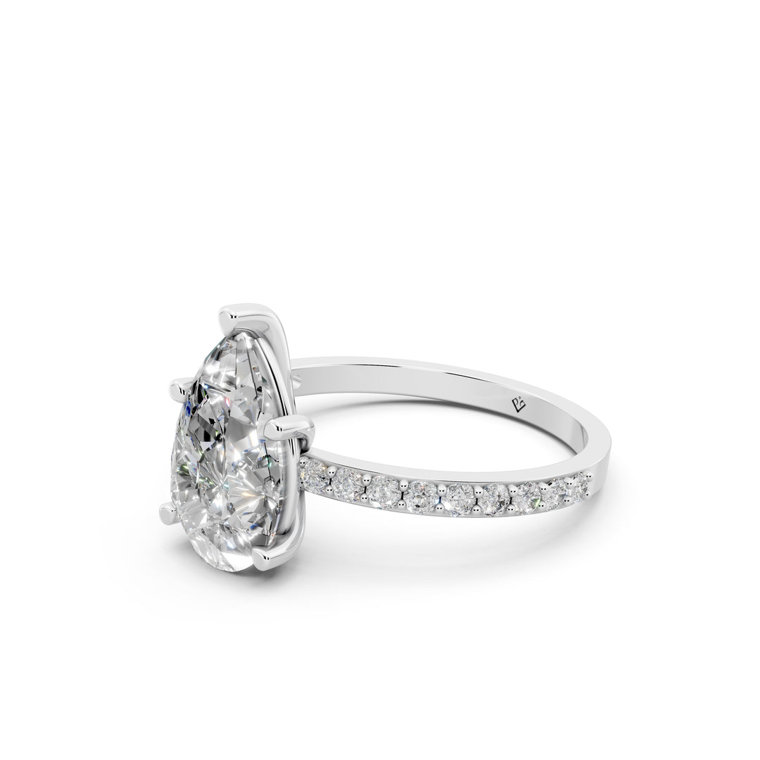 Dulara Pear Solitaire Diamond Womens Ring