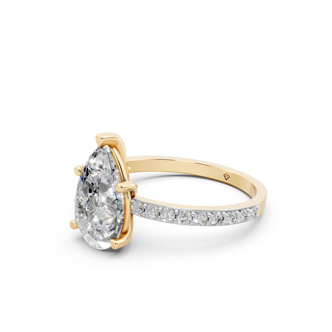 Dulara Pear Solitaire Diamond Womens Ring