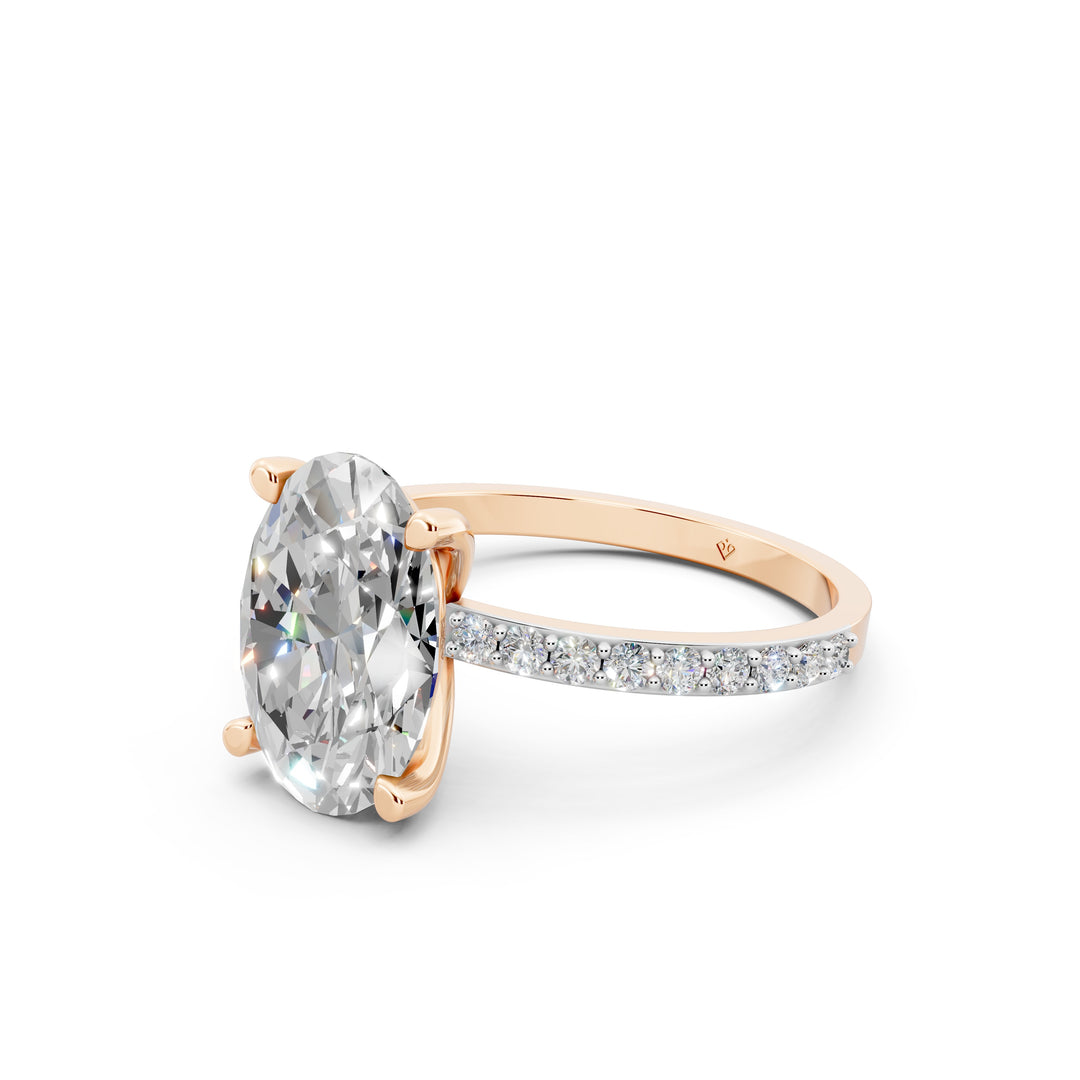 Divia Oval Solitaire Diamond Womens Ring