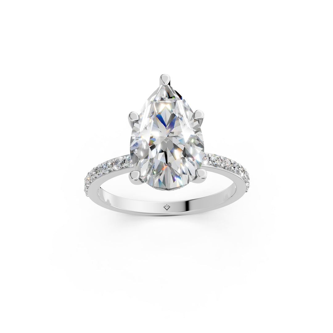 Diora Pear Solitaire Diamond Womens Ring