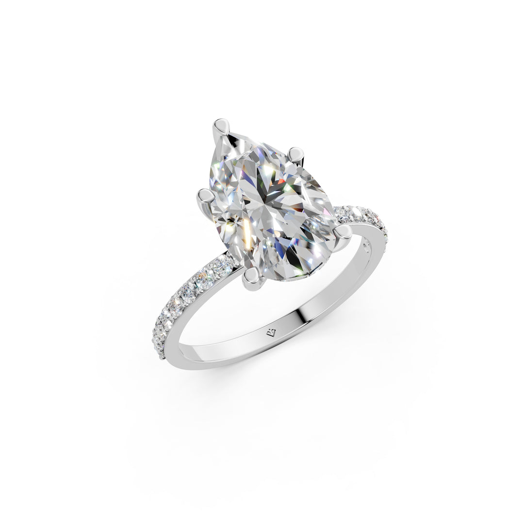 Diora Pear Solitaire Diamond Womens Ring