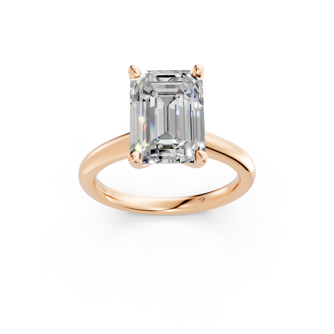 Lunara Emerald Solitaire Diamond Womens Ring