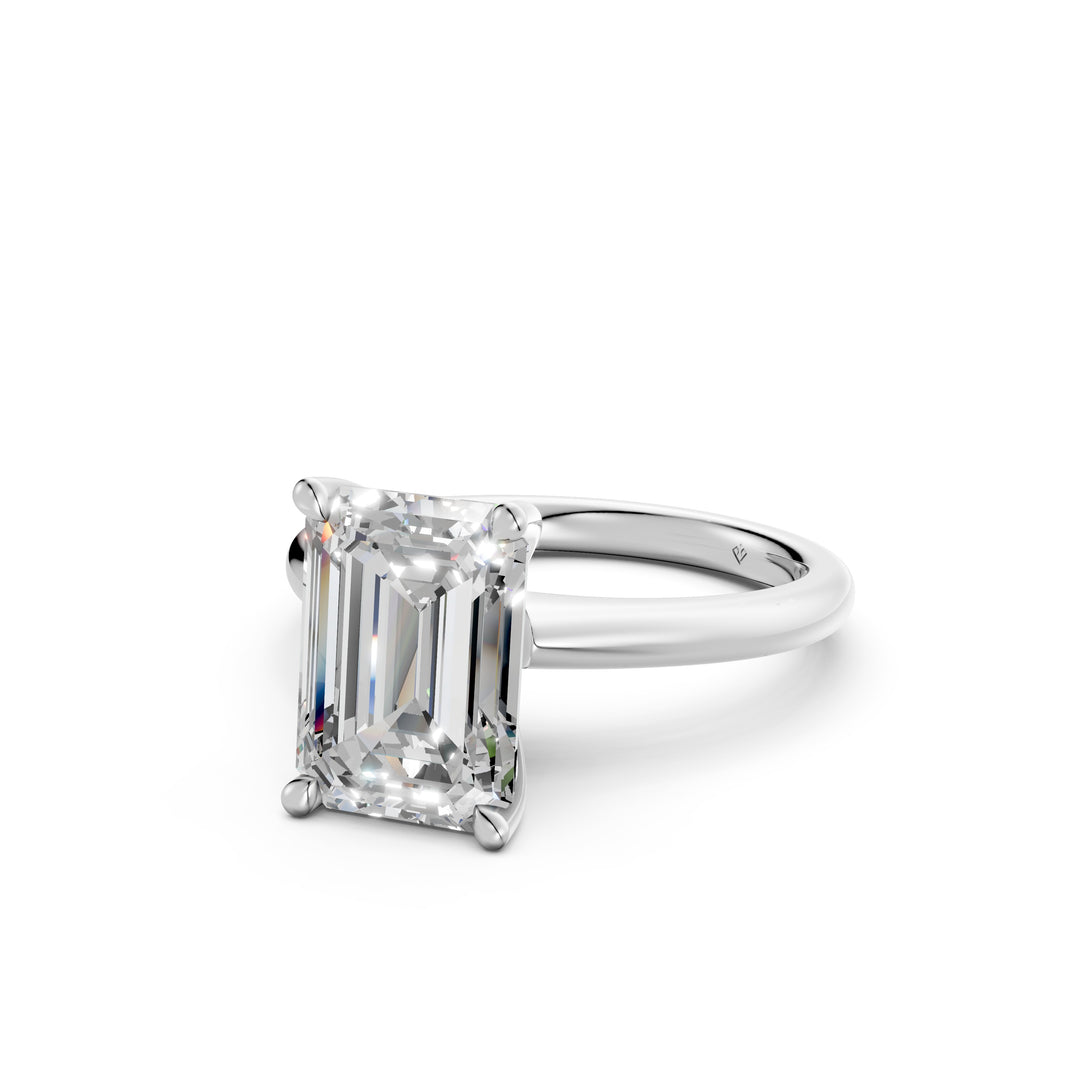 Lunara Emerald Solitaire Diamond Womens Ring