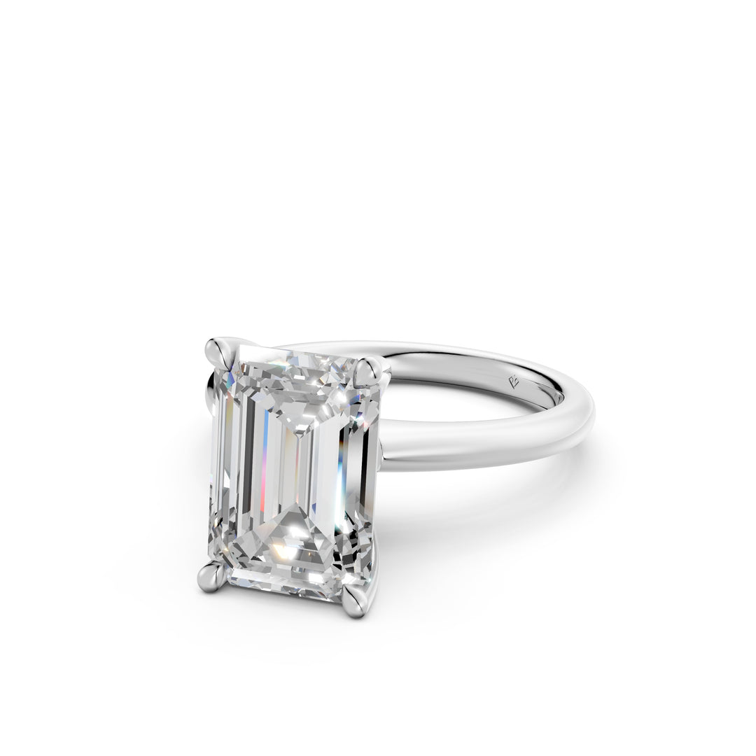 Liza Emerald Solitaire Diamond Womens Ring