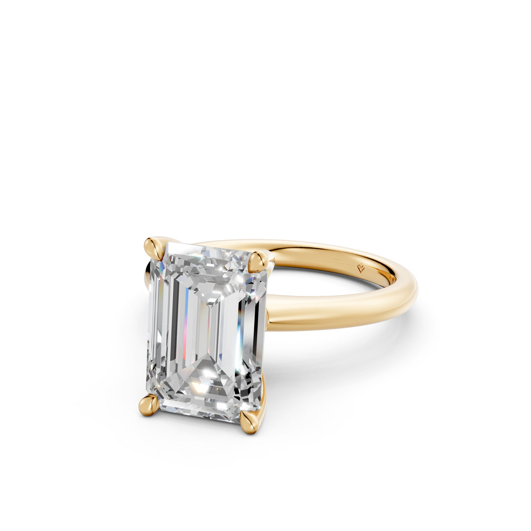 Liza Emerald Solitaire Diamond Womens Ring