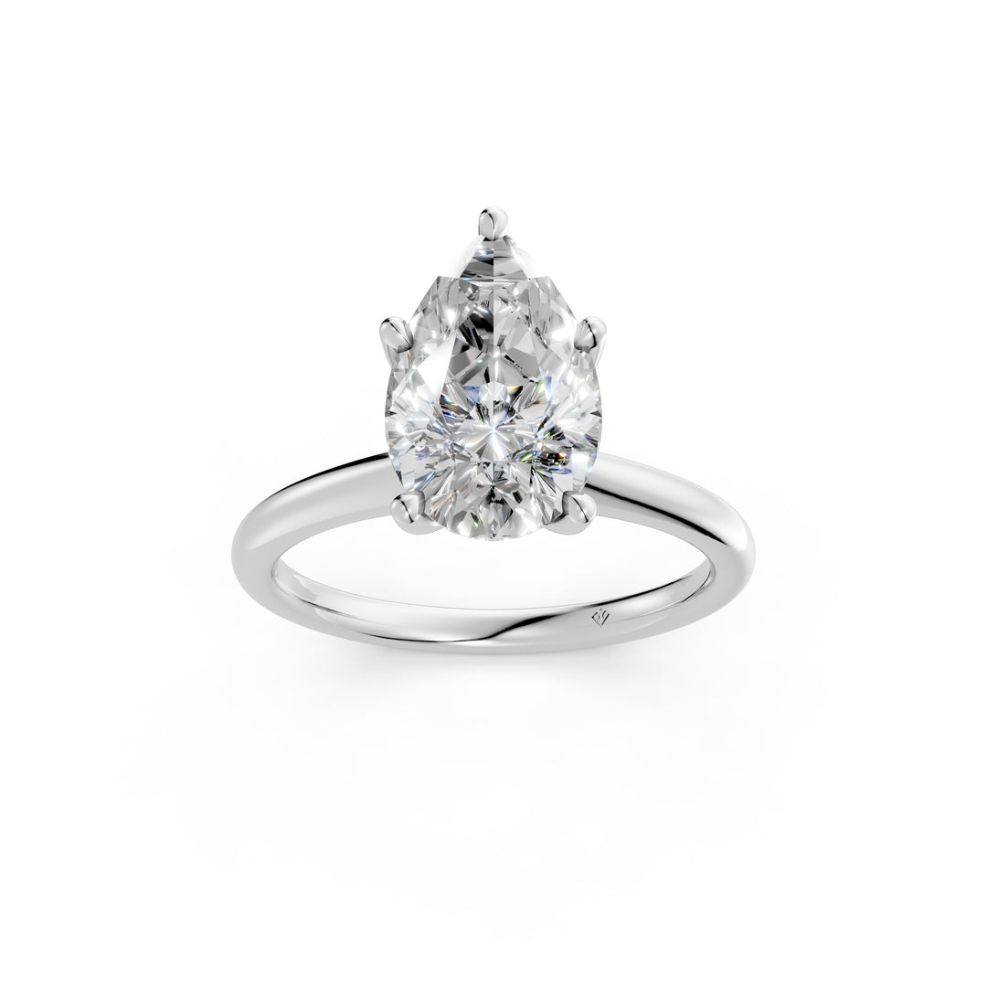 Kshira Pear Solitaire Diamond Womens Ring