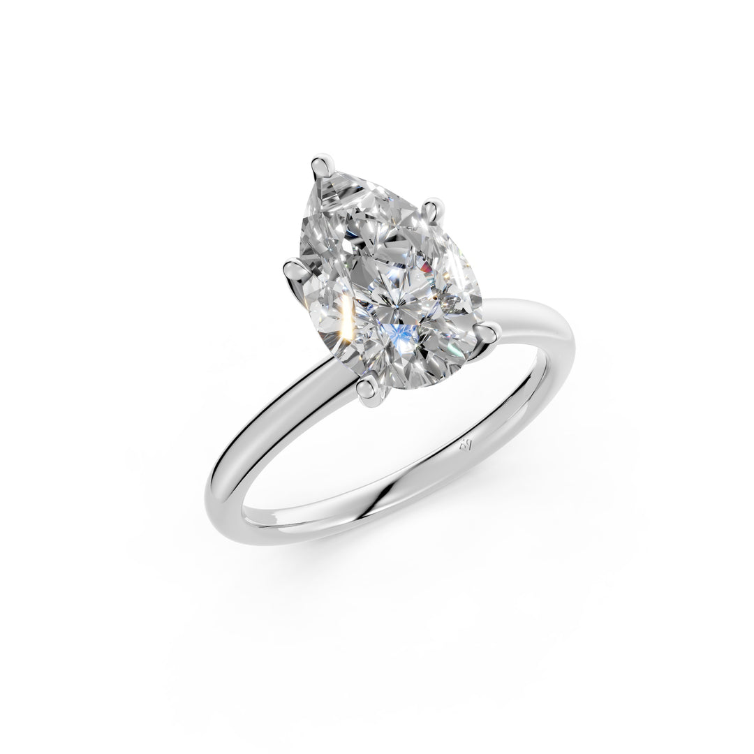 Kshira Pear Solitaire Diamond Womens Ring