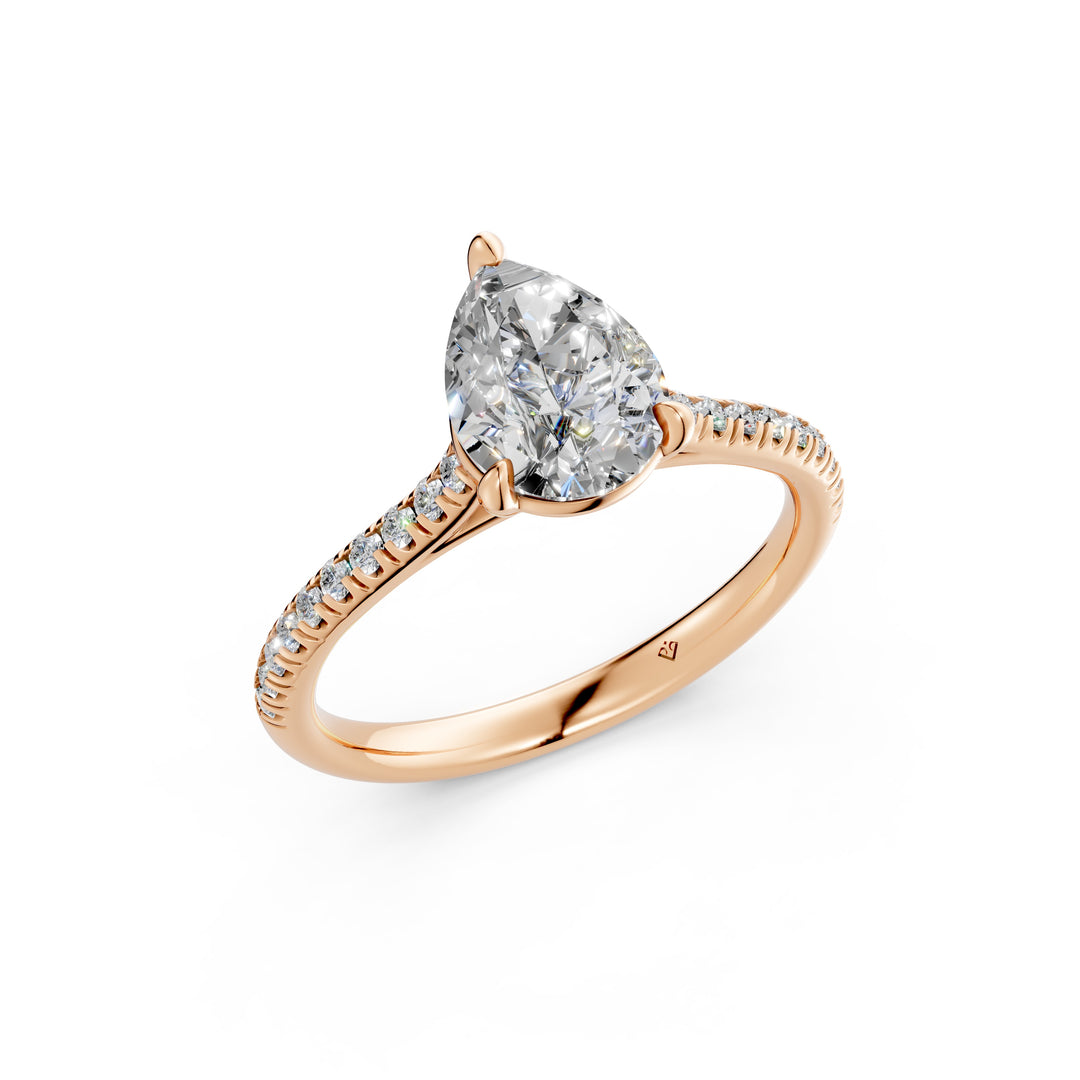 Zira Pear Solitaire Diamond Womens Ring