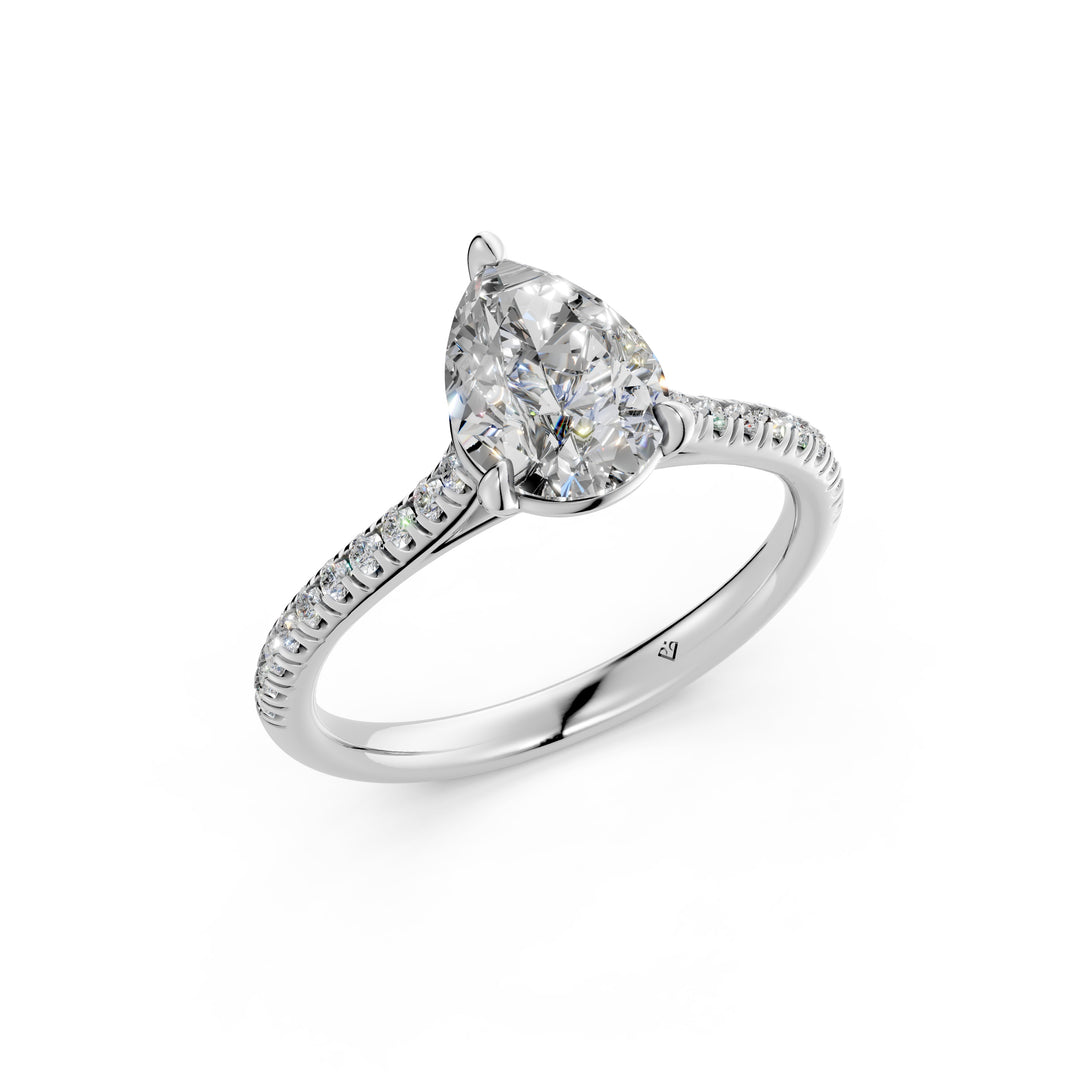 Zira Pear Solitaire Diamond Womens Ring