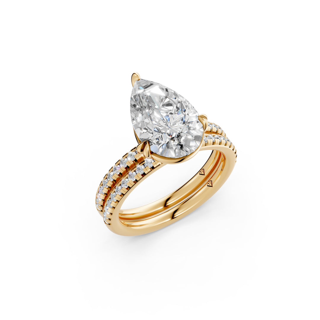 Uvya Pear Solitaire Diamond Womens Ring