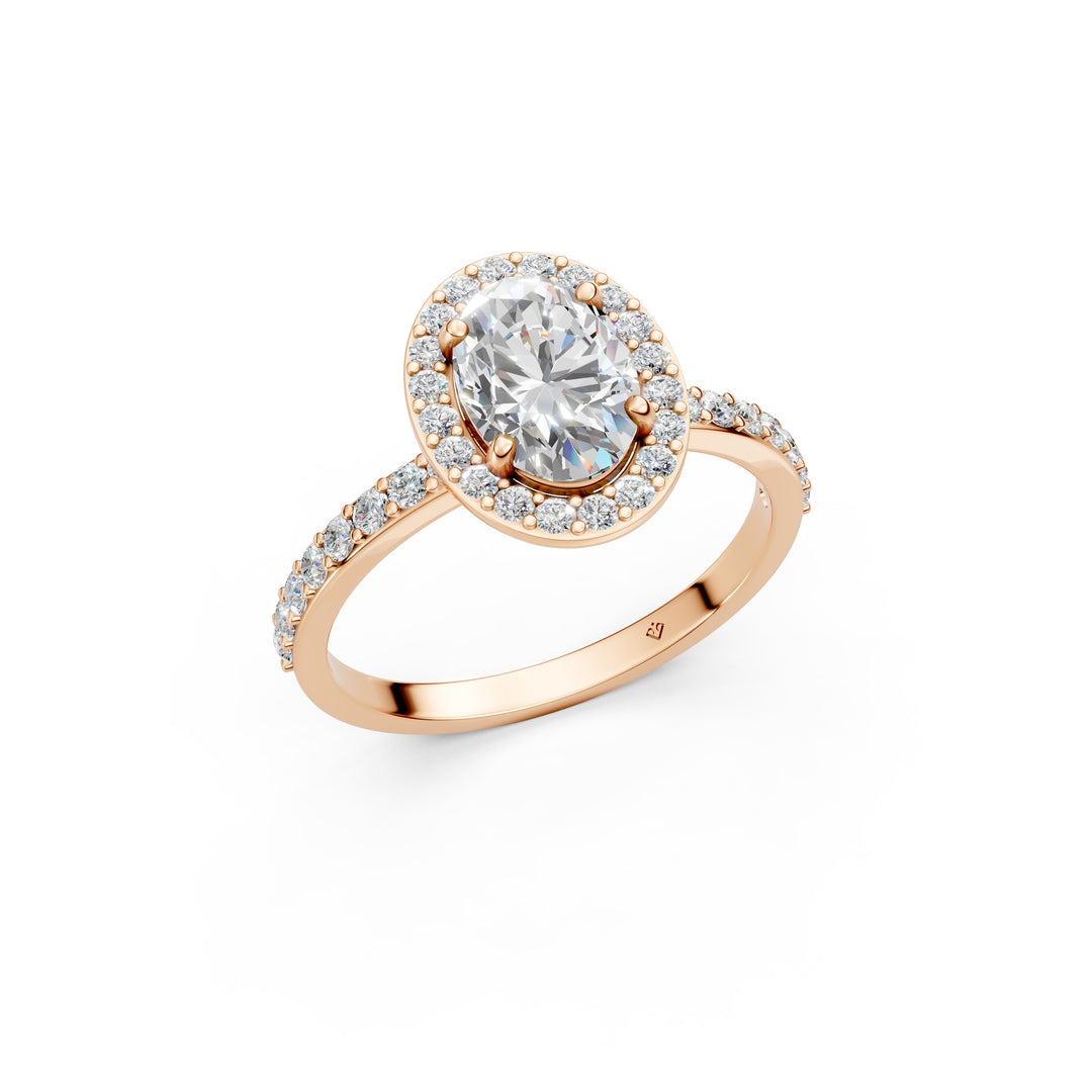 Qaara Oval Solitaire Diamond Womens Ring
