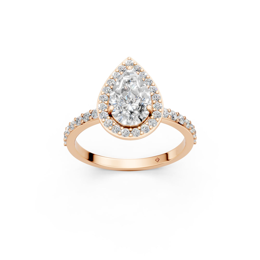 Prya Pear Solitaire Diamond Womens Ring