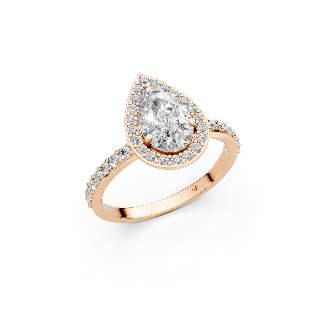 Prya Pear Solitaire Diamond Womens Ring