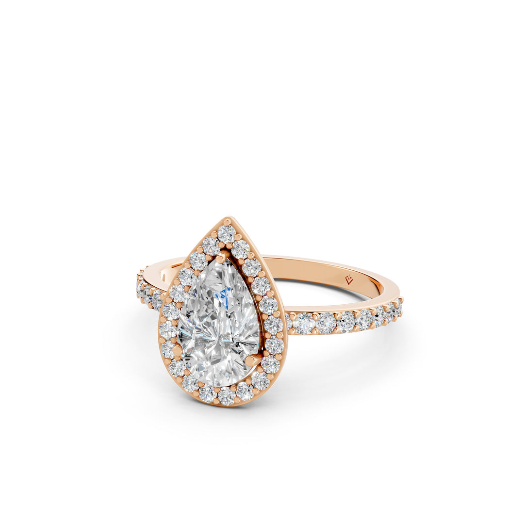 Prya Pear Solitaire Diamond Womens Ring