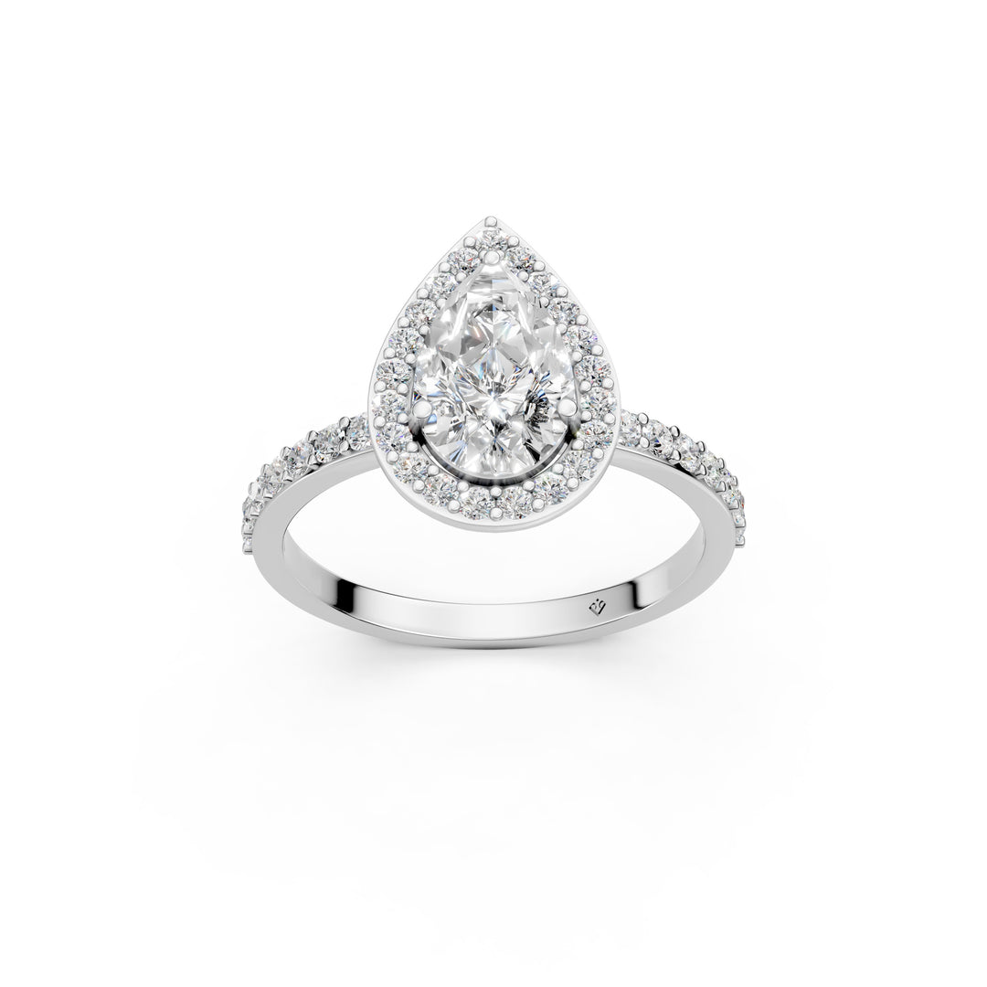 Prya Pear Solitaire Diamond Womens Ring