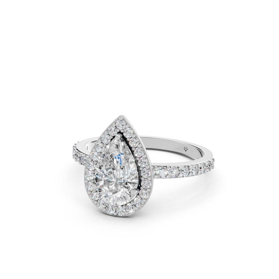 Prya Pear Solitaire Diamond Womens Ring