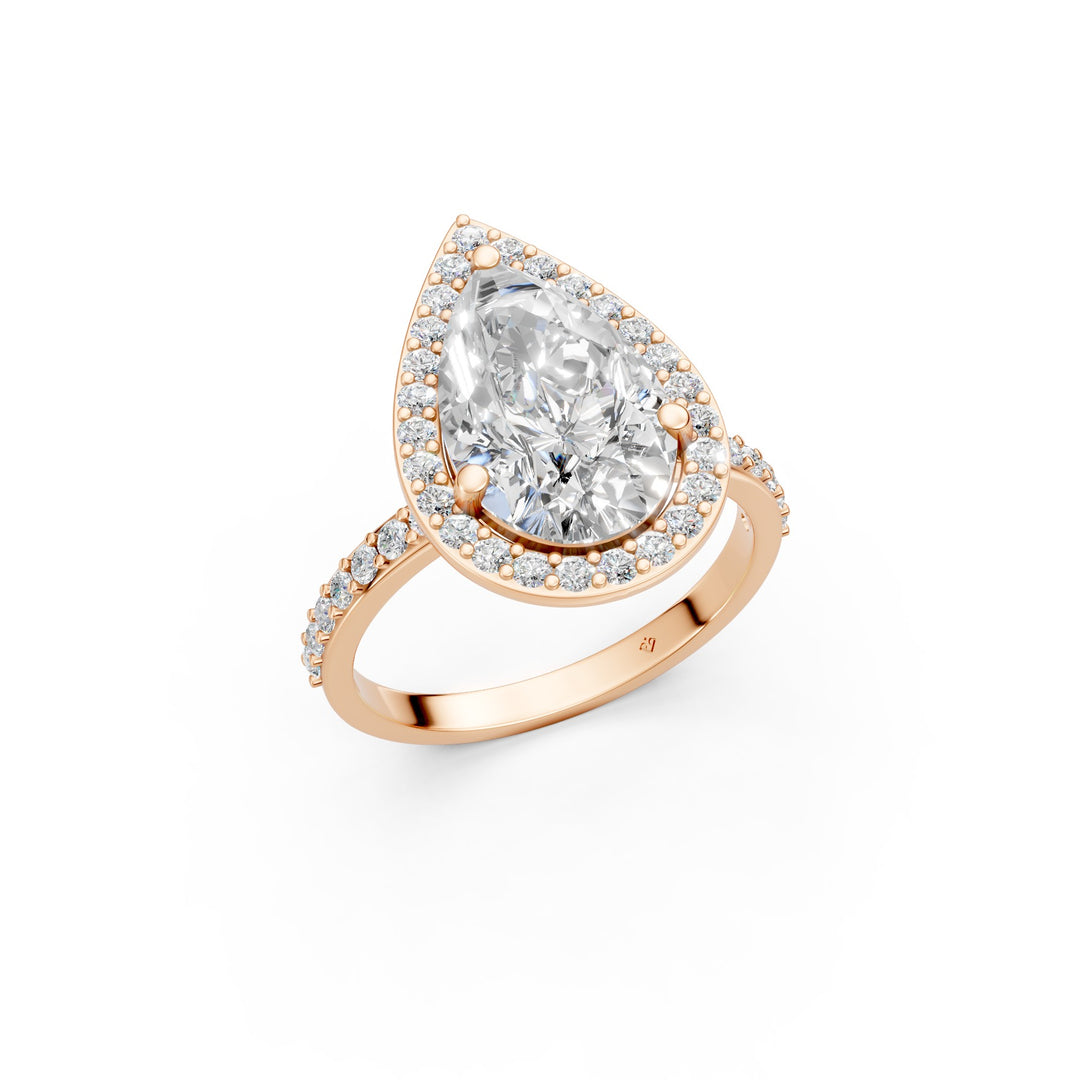 Parza Pear Solitaire Diamond Womens Ring
