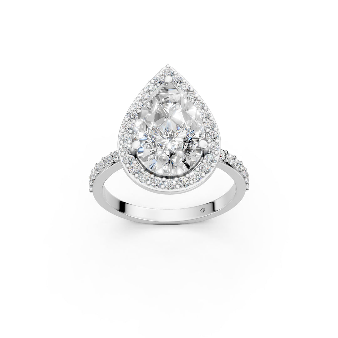 Parza Pear Solitaire Diamond Womens Ring