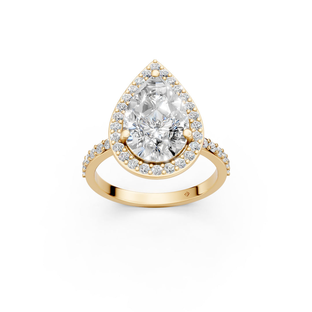 Parza Pear Solitaire Diamond Womens Ring