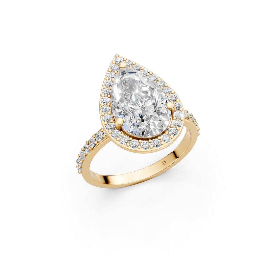 Parza Pear Solitaire Diamond Womens Ring
