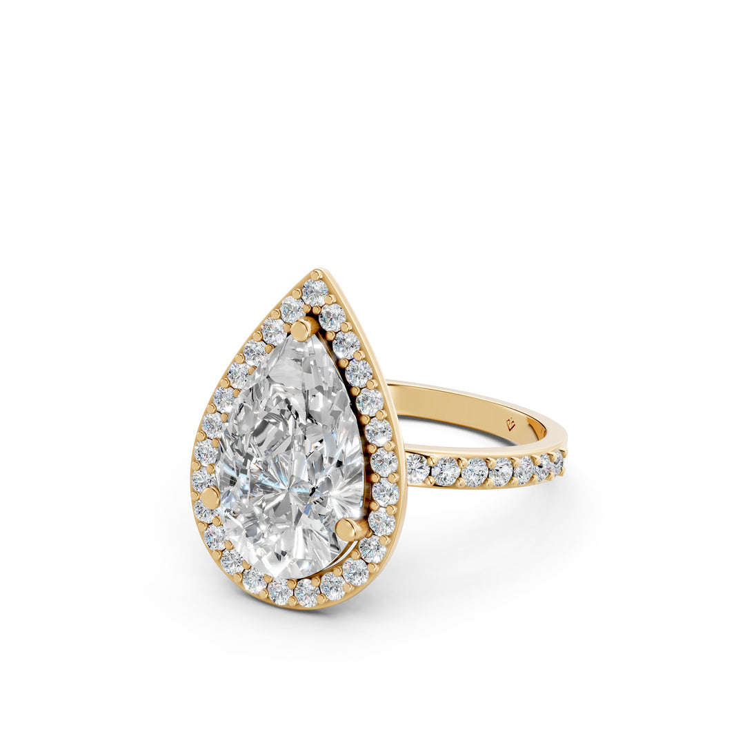 Parza Pear Solitaire Diamond Womens Ring