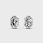 Load and play video in Gallery viewer, Gavra Oval Solitaire Diamond Bezal stud Earring
