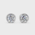 Load and play video in Gallery viewer, Fayra Round Solitaire Diamond Bezal stud Earring
