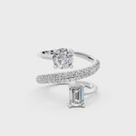 Load and play video in Gallery viewer, Alina Emerald Solitaire Diamond spiral Womens Ring
