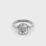 Load and play video in Gallery viewer, Kiara  Oval Solitaire Diamond 3 stone Ladies Ring
