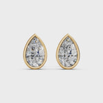 Load and play video in Gallery viewer, Fira Pear Solitaire Diamond Bezal stud Earring
