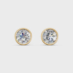 Load and play video in Gallery viewer, Farza Round Solitaire Diamond Bezal stud Earring
