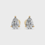 Load and play video in Gallery viewer, Hiyra Pear Solitaire Diamond stud Earring
