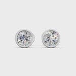 Load and play video in Gallery viewer, Fiana Round Solitaire Diamond Bezal stud Earring
