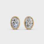 Load and play video in Gallery viewer, Galia Oval Solitaire Diamond Bezal stud Earring
