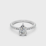 Load and play video in Gallery viewer, Flora Pear Solitaire Diamond Bezal stud Earring
