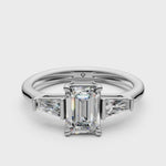 Load and play video in Gallery viewer, Imani Emerald Solitaire Diamond 3 stone Ladies Ring

