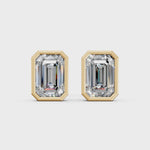 Load and play video in Gallery viewer, Geira Emerald Solitaire Diamond Bezal stud Earring

