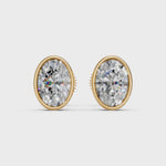 Load and play video in Gallery viewer, Gaira Oval Solitaire Diamond Bezal stud Earring
