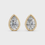 Load and play video in Gallery viewer, Flora Pear Solitaire Diamond Bezal stud Earring

